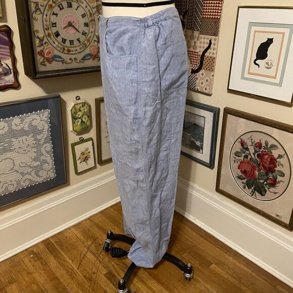 Chicos Design Womens Light Blue Soft and Comfy Linen Pants with Pockets Size 3 - Picture 2 of 4